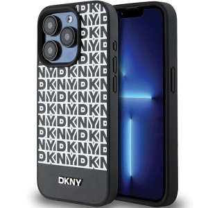 DKNY DKHMP15XPSOSPK iPhone 15 Pro Max6.7 czarny/black hardcase Leather Printed Pattern Metal Logo MagSafe
