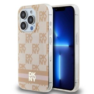 DKNY DKHMP15LHCPTSP iPhone 15 Pro6.1 różowy/pink hardcase IML Checkered Mono Pattern & Printed Stripes MagSafe