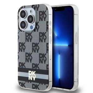 DKNY DKHMP15LHCPTSK iPhone 15 Pro6.1 czarny/black hardcase IML Checkered Mono Pattern & Printed Stripes MagSafe
