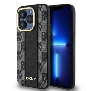 DKNY DKHMP15LPCPVSLK iPhone 15 Pro6.1 czarny/black hardcase Leather Checkered Mono Pattern MagSafe