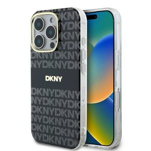 DKNY DKHMP16LHRHSEK iPhone 16 Pro6.3 czarny/black hardcase Repeat Texture Pattern With Stripe