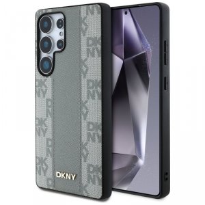 Etui DKNY Leather Checkered Pattern      MagSafe do Samsung Galaxy S25 Ultra taupe