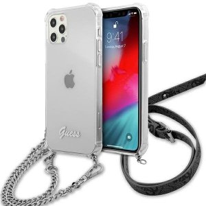 Guess GUHCP12MKC4GSSI iPhone 12/12 Pro 6,1 Transparent hardcase 4G Silver Chain