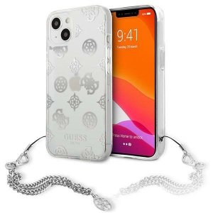 Guess GUHCP13SKSPESI iPhone 13 mini 5,4 srebrny/silver hardcase Peony Chain Collection