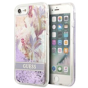 Guess GUHCI8LFLSU iPhone SE 2022 / SE 2020 / 7 / 8 fioletowy/purple hardcase Flower Liquid Glitter