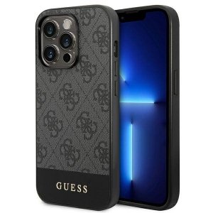 Guess GUHCP14XG4GLGR iPhone 14 Pro Max6,7 szary/grey hard case 4G Stripe Collection