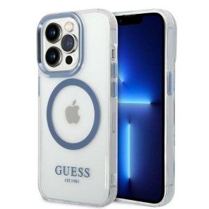 Guess GUHMP14XHTRMB iPhone 14 Pro Max 6,7 niebieski/blue hard case Metal Outline Magsafe