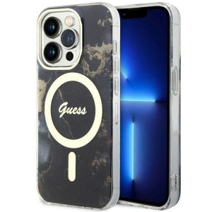 Guess GUHMP14XHTMRSK iPhone 14 Pro Max 6.7 czarny/black hardcase Golden Marble MagSafe