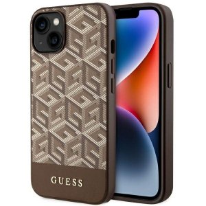 Guess GUHMP14SHGCFSEW iPhone 14 / 15 / 13 6.1 brązowy/brown hardcase GCube Stripes MagSafe