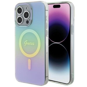 Guess GUHMP15LHITSQ iPhone 15 Pro 6.1 turkusowy/turquoise hardcase IML Iridescent MagSafe