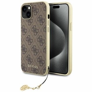 Guess GUHCP15SGF4GBR iPhone 15 / 14 / 13 6.1 brązowy/brown hardcase 4G Charms Collection