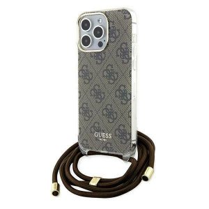 Guess GUHCP15LHC4SEW iPhone 15 Pro 6.1 brązowy/brown hardcase Crossbody Cord 4G Print