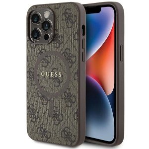 Guess GUHMP13XG4GFRW iPhone 13 Pro Max 6.7 brązowy/brown hardcase 4G Collection Leather Metal Logo MagSafe