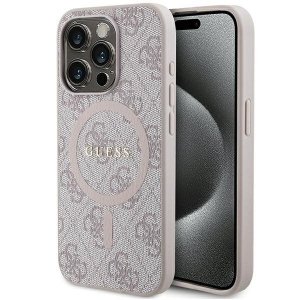 Guess GUHMP14LG4GFRP iPhone 14 Pro 6.1 różowy/pink hardcase 4G Collection Leather Metal Logo MagSafe