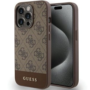 Guess GUHCP15XG4GLBR iPhone 15 Pro Max 6.7 brązowy/brown hardcase 4G Stripe Collection