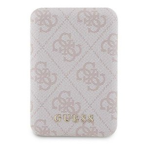 Guess Powerbank indukcyjny 15WGUPB5FP4EMGP 5000mAh różowy/pink 4G Leather Metal Logo MagSafe