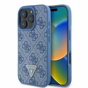 Guess GUHCP16LP4TDPB iPhone 16 Pro6.3 niebieski/blue hardcase Leather 4G Triangle Strass
