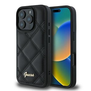 Guess GUHCP16LPSQSQSK iPhone 16 Pro6.3 czarny/black hardcase Quilted Metal Logo
