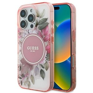 Guess GUHMP16XHFWBDCEP iPhone 16 Pro Max6.9 różowy/pink hardcase IML Flower & Tonal Circle MagSafe