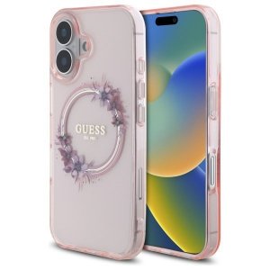 Guess GUHMP16SHFWFCP iPhone 166.1 różowy/pink hardcase IML Flowers Wreath MagSafe