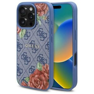 Guess GUHMP16SP4ROPEMCB iPhone 16 6.1   niebieski/blue hardcase 4G Flowers Print MagSafe