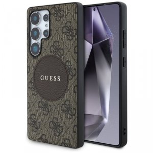 Etui Guess 4G Round Patch Classic Logo   MagSafe do Samsung Galaxy S25 Ultra brązowy