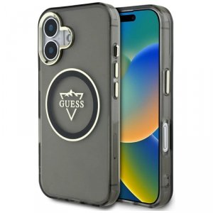 Etui Guess IML Metal Mountain Logo       MagSafe do iPhone 16 czarny