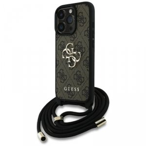 Etui Guess 4G Big Logo Cord Stap         Crossbody do iPhone 16 Pro brązowy