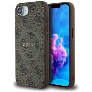 Etui Guess 4G Ring Classic Logo MagSafe  do iPhone 16e brązowy