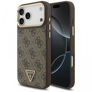 Etui Guess 4G Triangle Logo MagSafe do   iPhone 17 Pro Max brązowy złoty