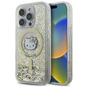 Hello Kitty HKHMP16LLGDIH iPhone 16 Pro  6.3 biały złoty/white gold hardcase Liquid Glitter Fever MagSafe