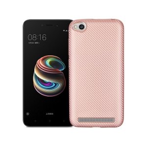 Etui Carbon Fiber Xiaomi Note 5A różowo- złoty/rosegold cut for finger print