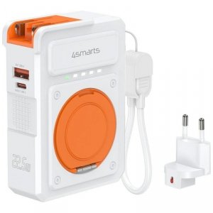Ładowarka hybrydowa 4smarts 6w1          USB-C/USB-A PD 22.5W z powerbankiem 10 000 mAh, ładowanie indukcyjne Qi, kabel USB-C, b