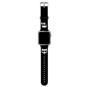 Karl Lagerfeld Pasek KLAWMSLCKK Apple Watch 38/40/41mm czarny/black strap Silicone Karl & Choupette Heads
