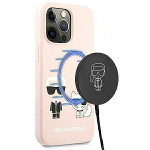 Karl Lagerfeld KLHMP13LSSKCI iPhone 13 Pro  / 13 6,1 hardcase jasnoróżowy/light pink Silicone Ikonik Karl & Choupette Mags