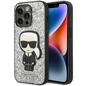 Karl Lagerfeld KLHCP14LGFKPG iPhone 14 Pro 6,1 hardcase srebrny/silver Glitter Flakes Ikonik