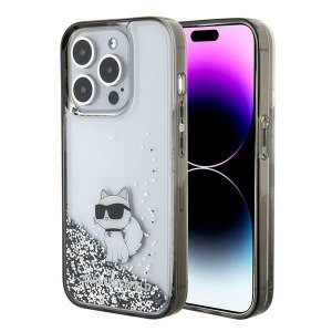 Karl Lagerfeld KLHCP15LLKCNSK iPhone 15 Pro 6.1 transparent hardcase Liquid Glitter Choupette