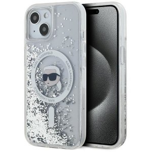 Karl Lagerfeld KLHMP15SLGKISGH iPhone15 / 14 / 13 6.1 hardcase transparent Liquid Glitter Karl Head Magsafe