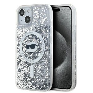 Karl Lagerfeld KLHMP15MLGCHSGH iPhone 15 Plus / 14 Plus 6.7 hardcase transparent Liquid Glitter Choupette Head Magsafe