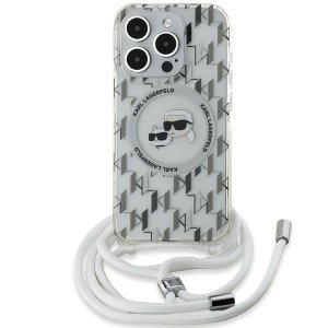 Karl Lagerfeld KLHMP15XHCKCKLCT iPhone15 Pro Max 6.7 transparent hardcase IML Crossbody Monogram Karl & Choupette Head Mag