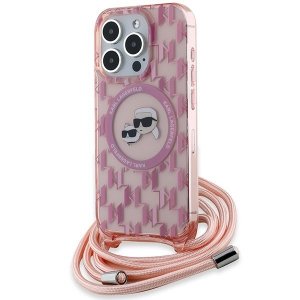 Karl Lagerfeld KLHMP15LHCKCKLCP iPhone 15 Pro 6.1 różowy/pink hardcase IML Crossbody Monogram Karl & Choupette Head MagSaf