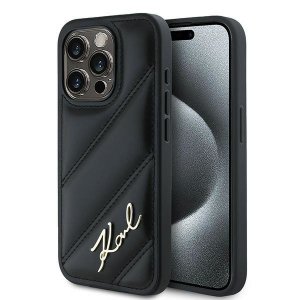 Karl Lagerfeld KLHCP15LPQDSMGK iPhone 15 Pro 6.1 czarny/black hardcase Diagonal Quilted Script