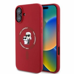 Karl Lagerfeld KLHMP16SSCMKCRHR iPhone 16 6.1 czerwony/red hardcase Silicone Karl&Choupette Ring MagSafe