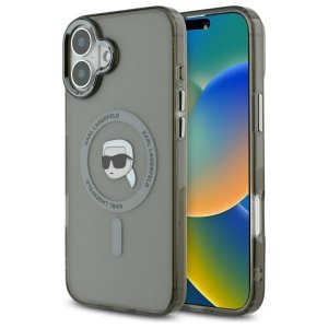 Karl Lagerfeld KLHMP16SHLSKIK iPhone16 6.1 czarny/black hardcase IML Metal Karl Head MagSafe