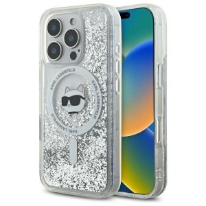 Karl Lagerfeld KLHMP16LLGCHSGH iPhone16 Pro 6.3 hardcase transparent Liquid Glitter Choupette Head Magsafe