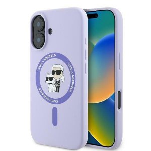 Karl Lagerfeld KLHMP16SSCMKCRHU iPhone16 6.1 fioletowy/purple hardcase Silicone Karl&Choupette Ring MagSafe