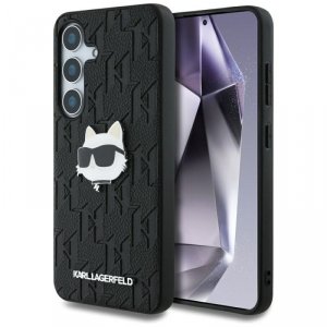 Etui Karl Lagerfeld Leather Monogram Pin Logo Choupette Head do Samsung Galaxy S25 czarny