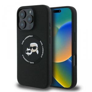 Karl Lagerfeld KLHMP16LSKCHTCK iPhone 16 Pro 6.3 czarny/black hardcase Silicone Karl&Choupette Heads MagSafe