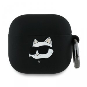 Karl Lagerfeld KLA4RUNCHK AirPods 4      cover czarny/black Silicone Choupette Head 3D