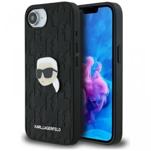Etui Karl Lagerfeld Monogram Karl Head   Pin do iPhone 16e czarny